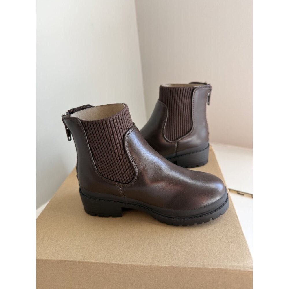 NWB Steve Madden Kids Hazzel Leather Ankle Boot Chocolate Brown Size 8 Kids [jb] - Picture 9 of 12